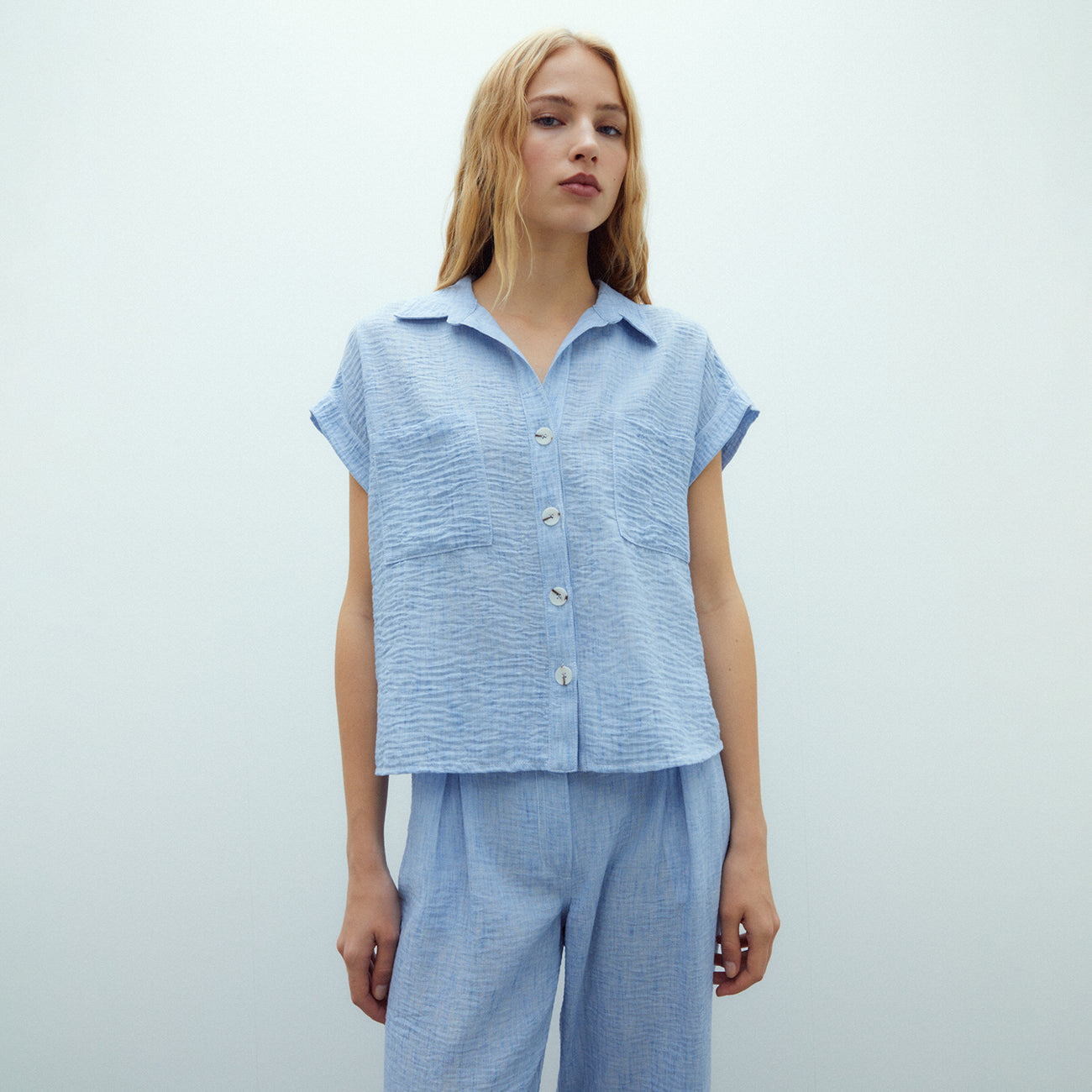 Short-Sleeve Collared Shirt