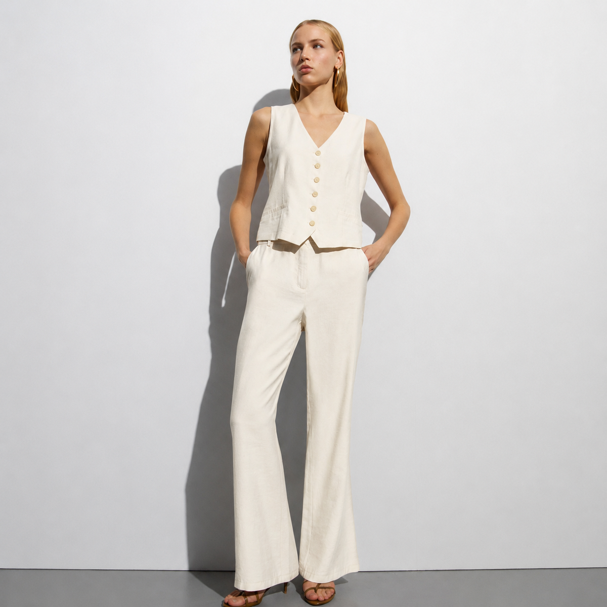 V-Neck Buttoned Vest