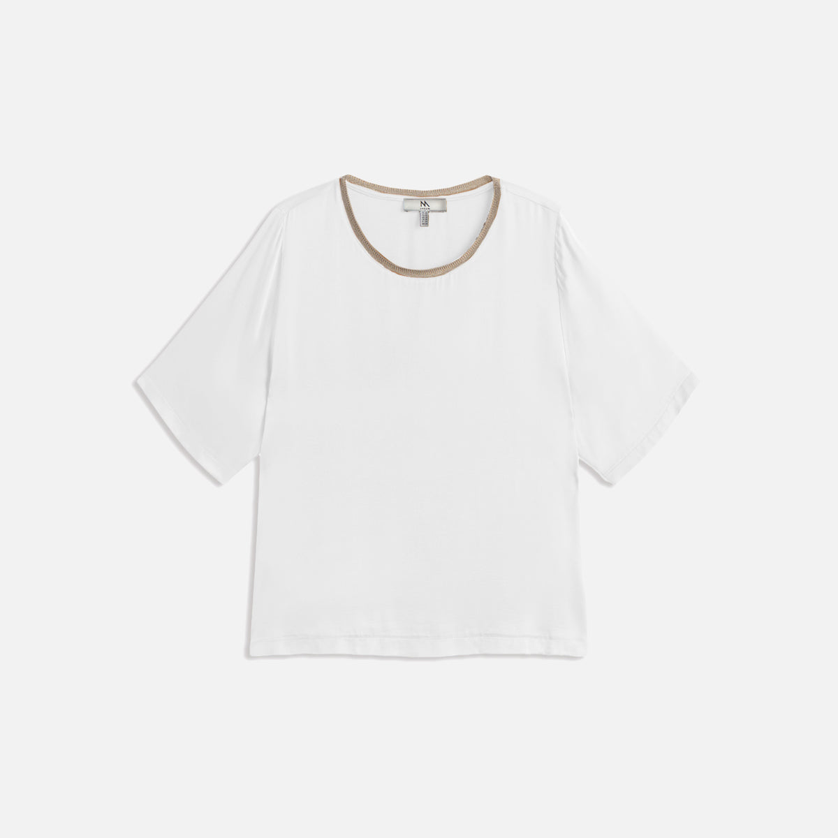 Short-Sleeve Crew Neck Blouse - White