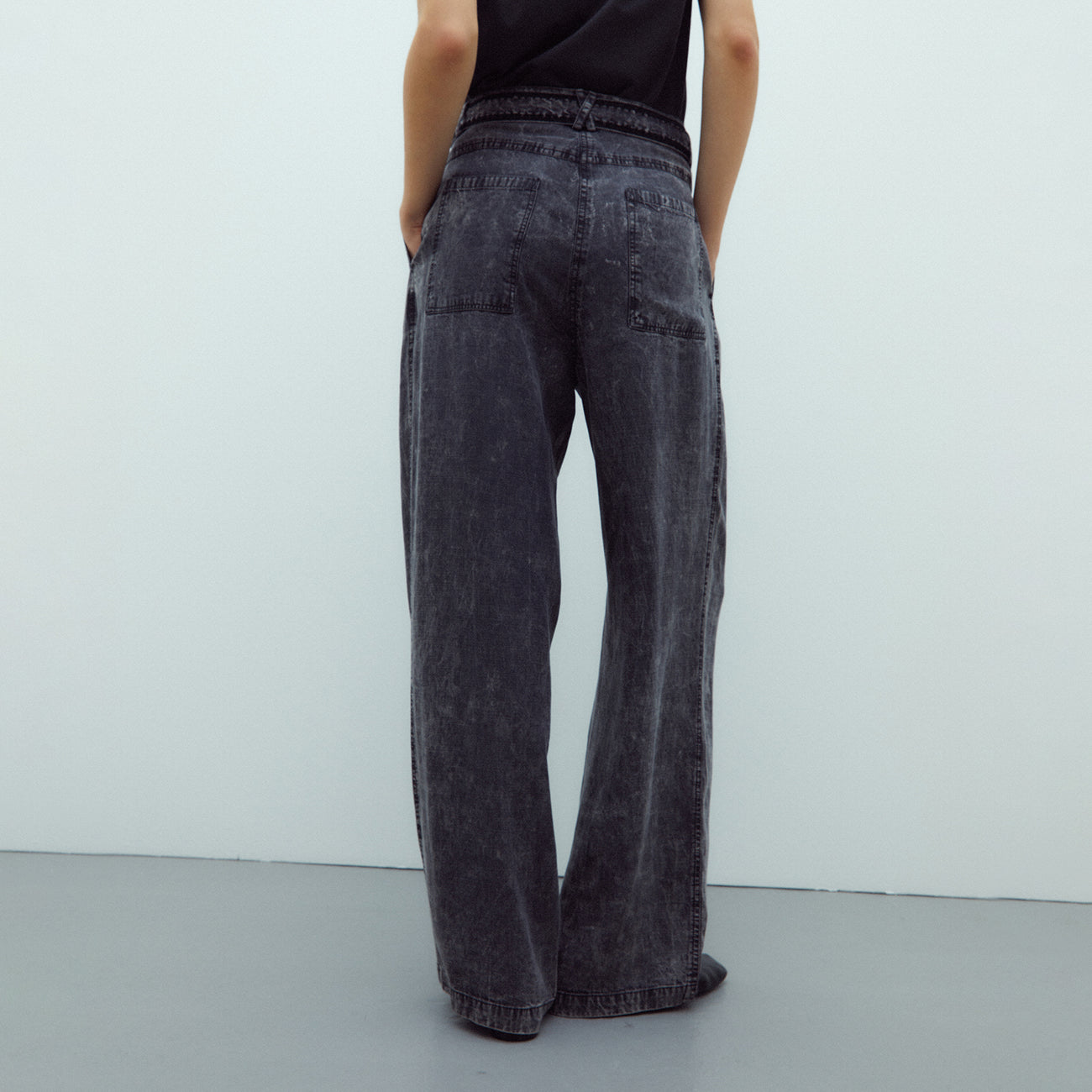 High-Waisted Tencel Straight-Leg Trousers