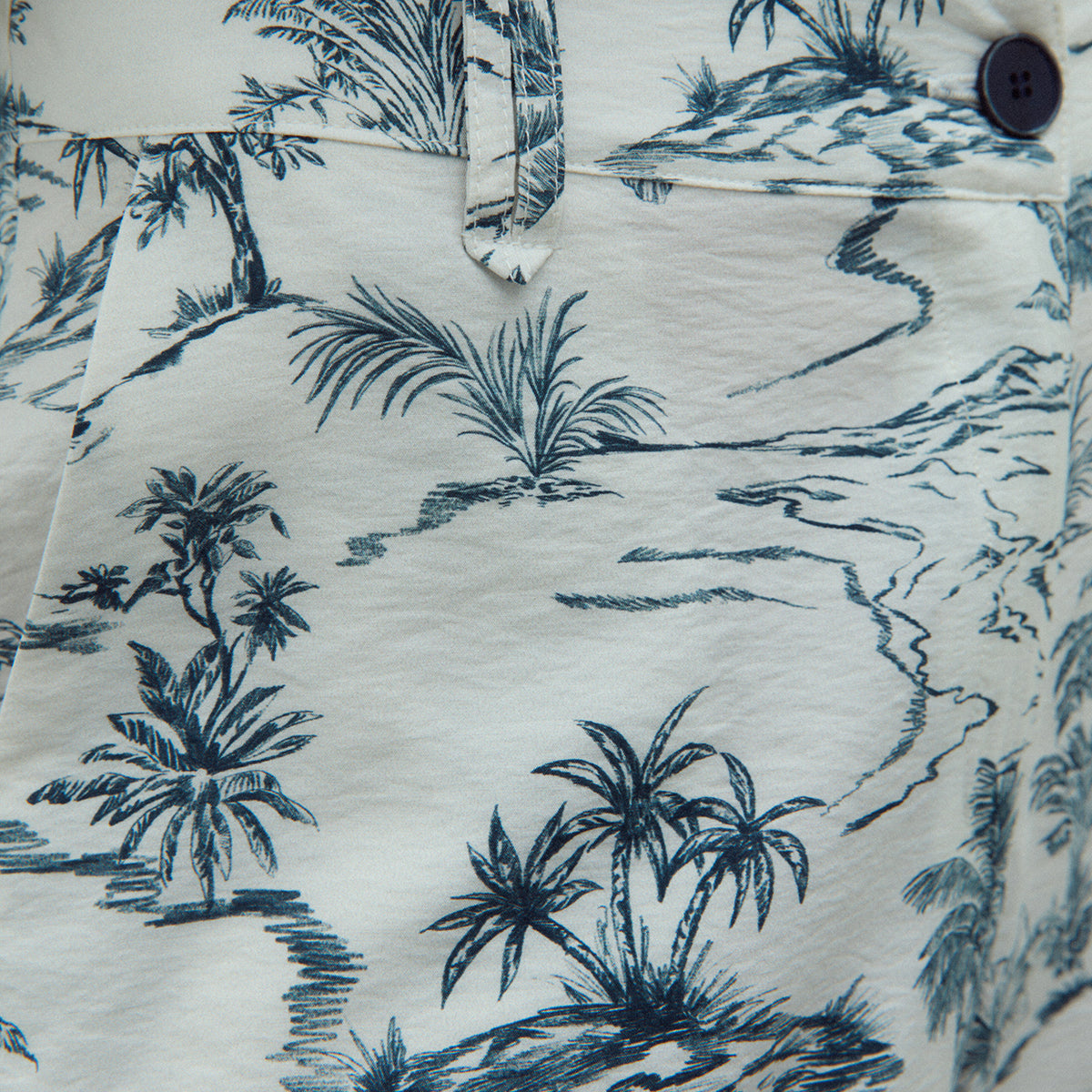 High-Waisted Tropical Print Trousers