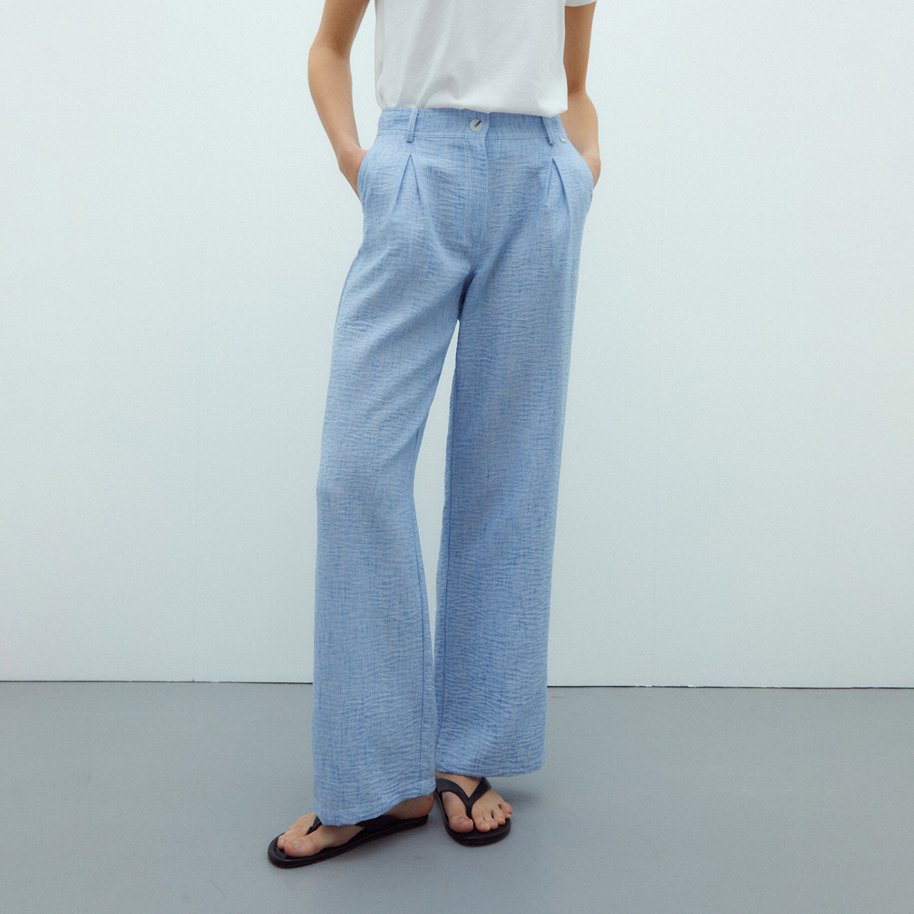 Straight-Leg Trousers with Pleats