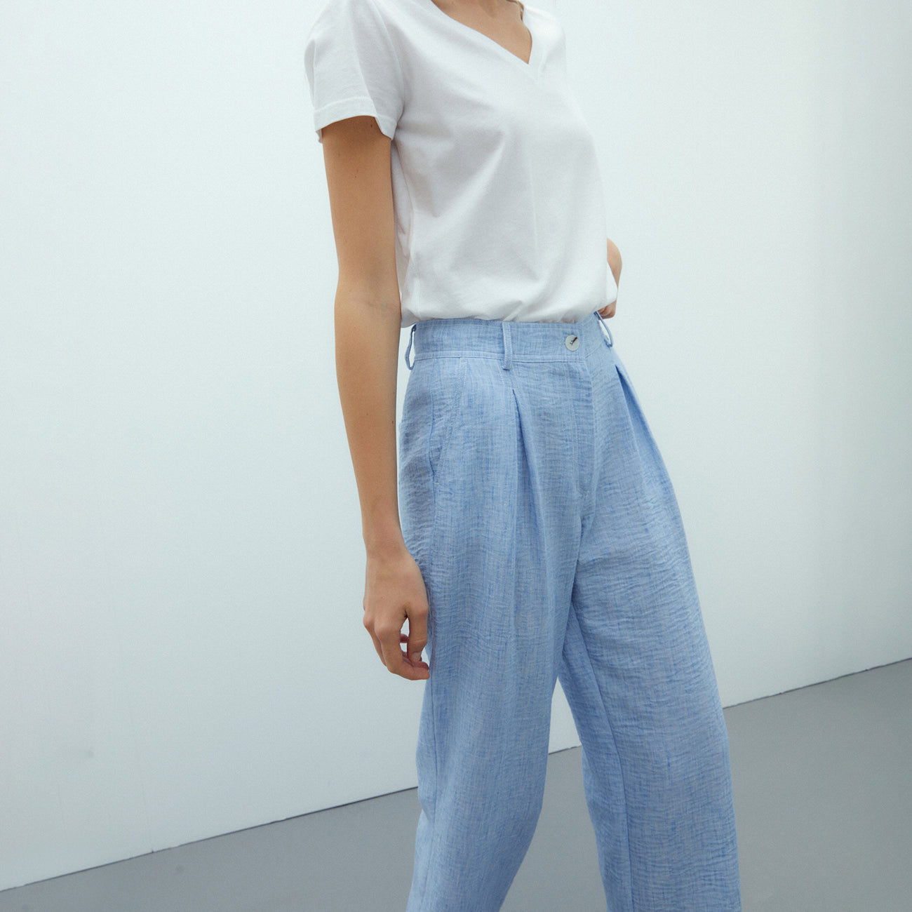 Straight-Leg Trousers with Pleats