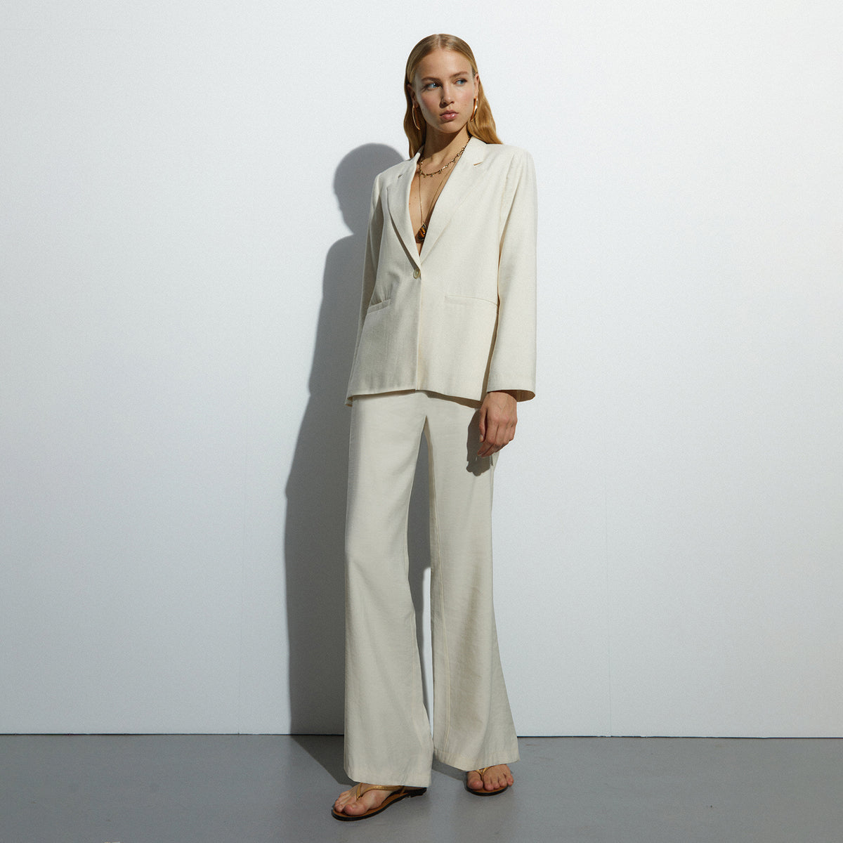High-Waisted Flared Trousers