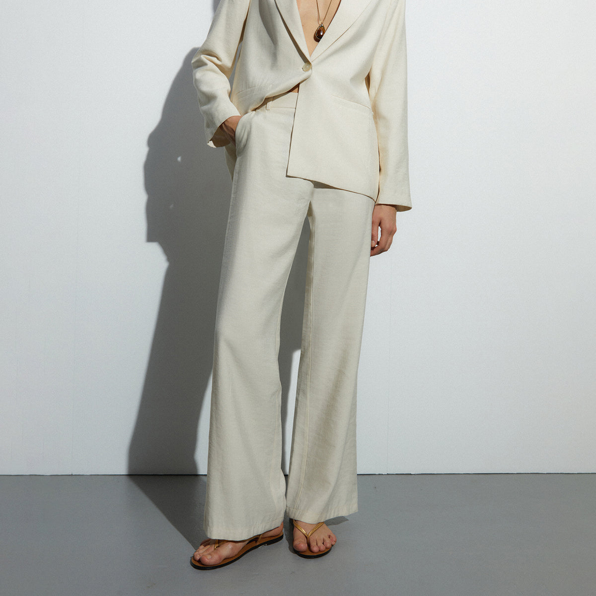 High-Waisted Flared Trousers