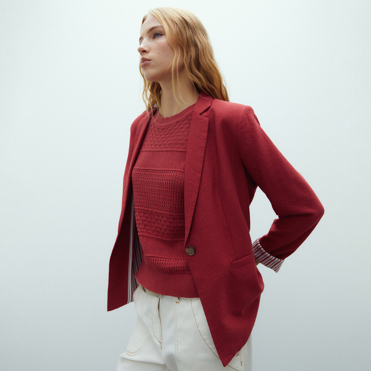 Red Striped Lining Blazer