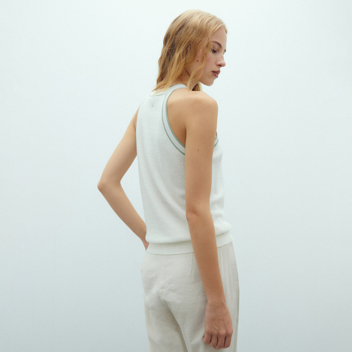 Linen & Cotton Halter Neck Sweater