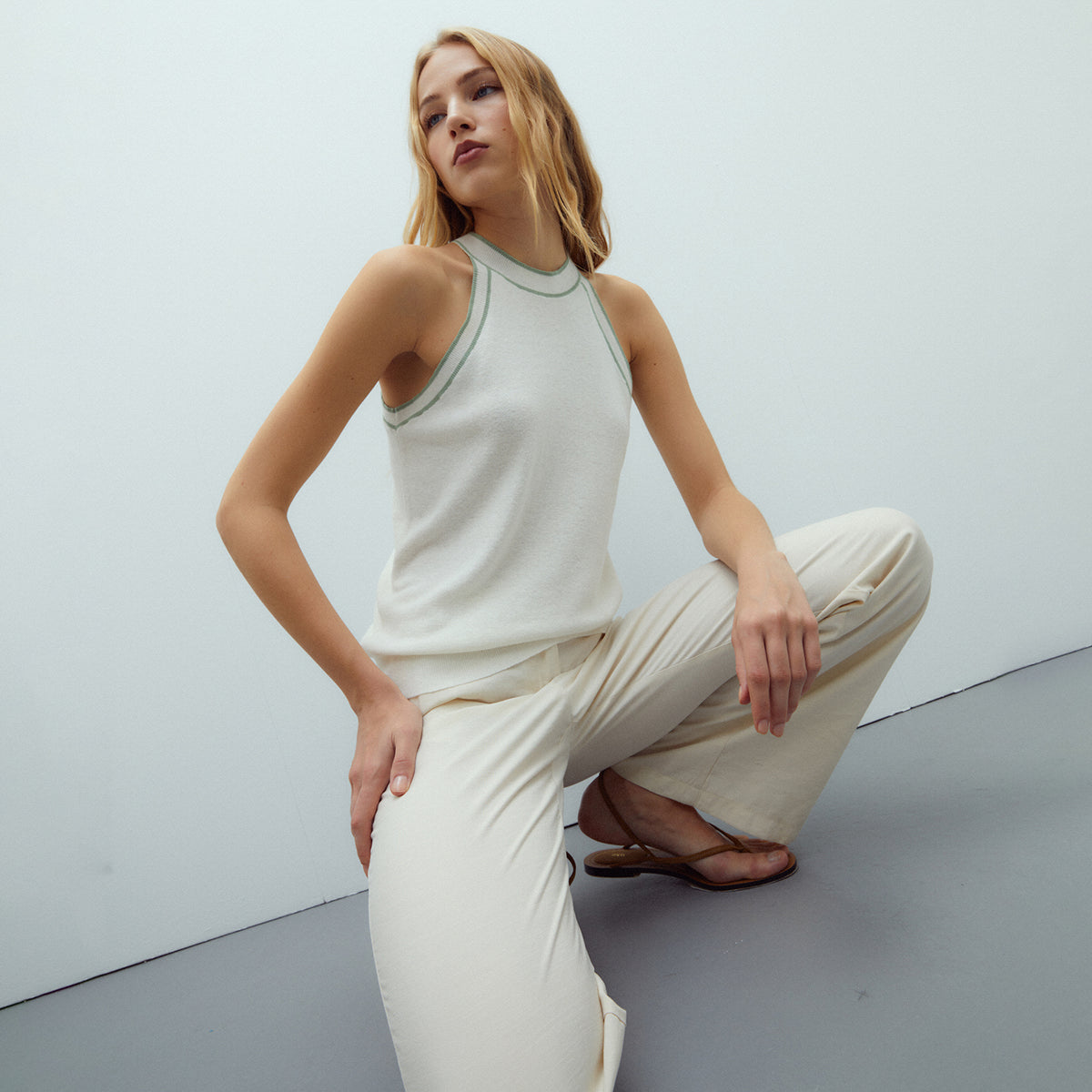 Linen & Cotton Halter Neck Sweater