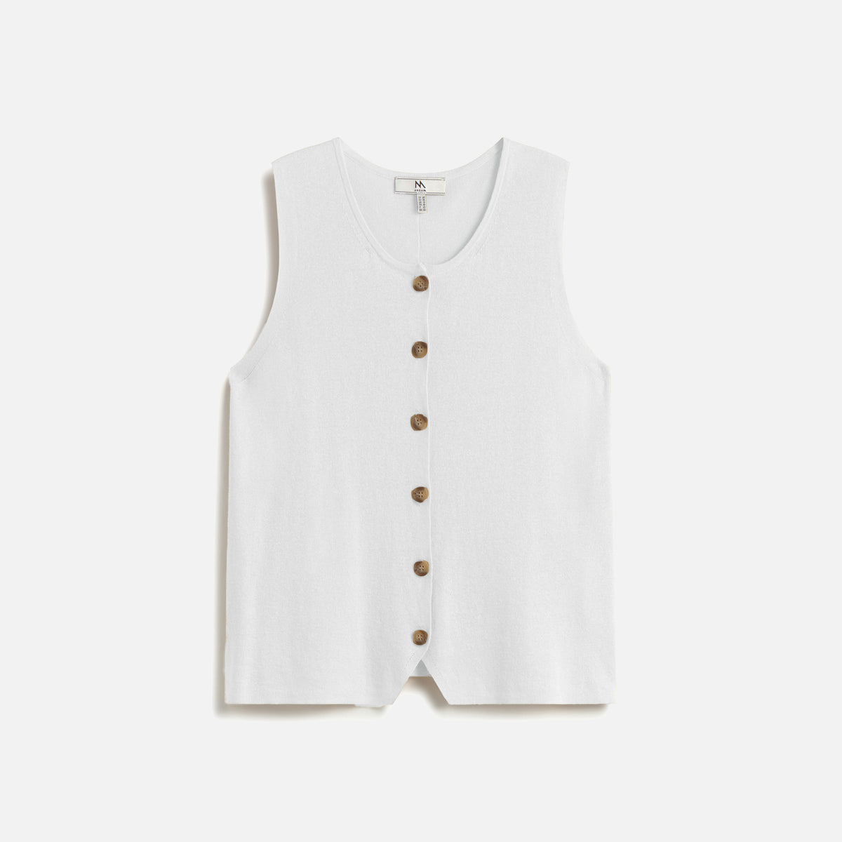 Linen & Cotton Knit Vest - White