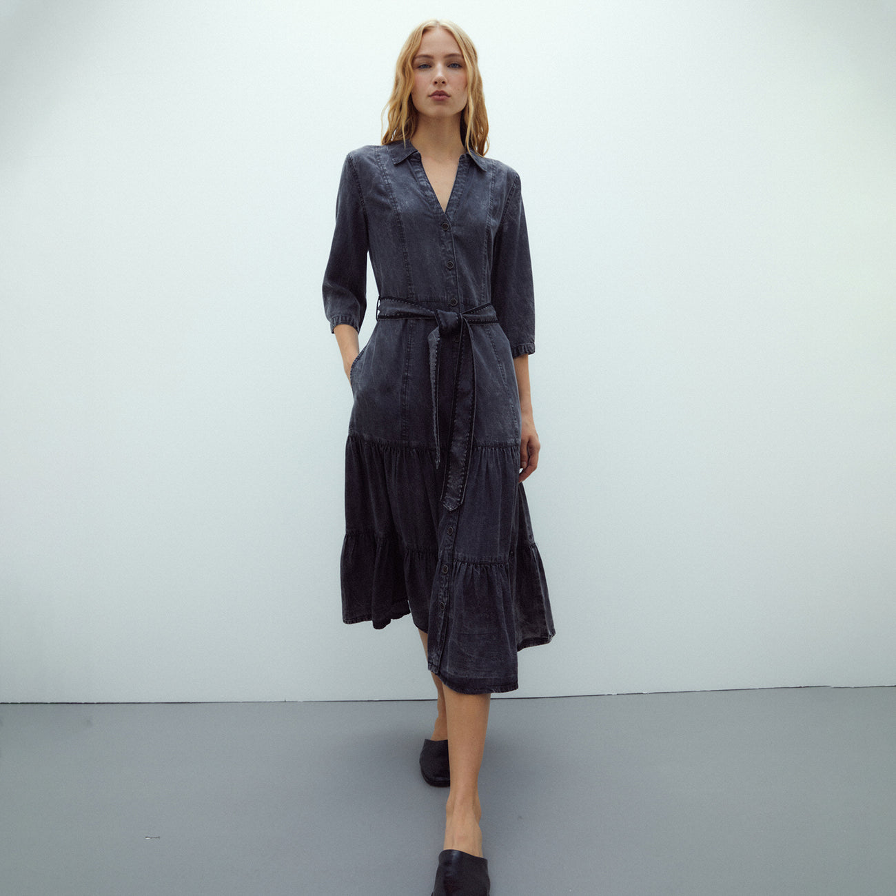 Tencel Midi Shirt Dress
