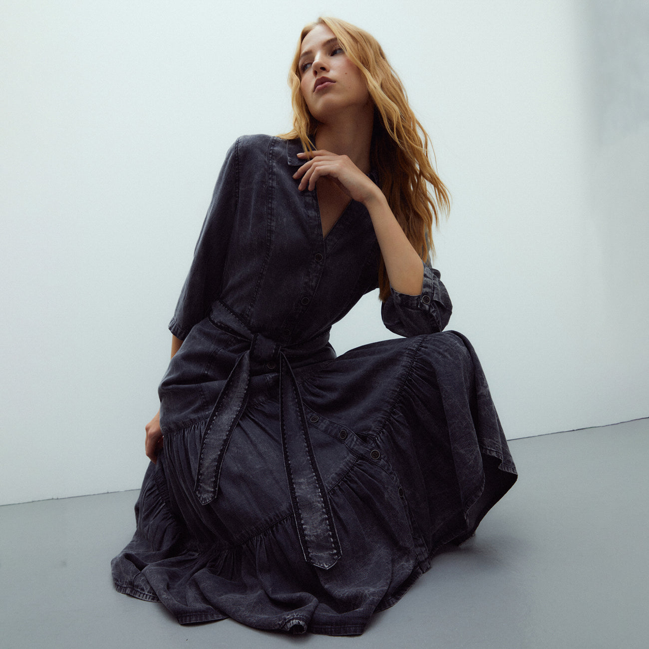 Tencel Midi Shirt Dress
