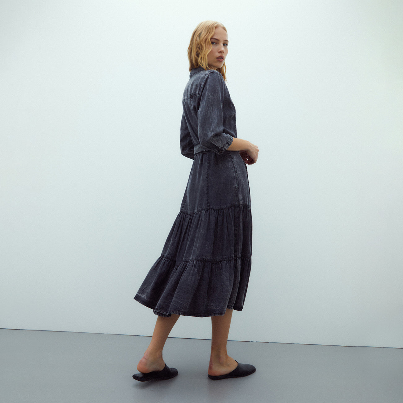 Tencel Midi Shirt Dress