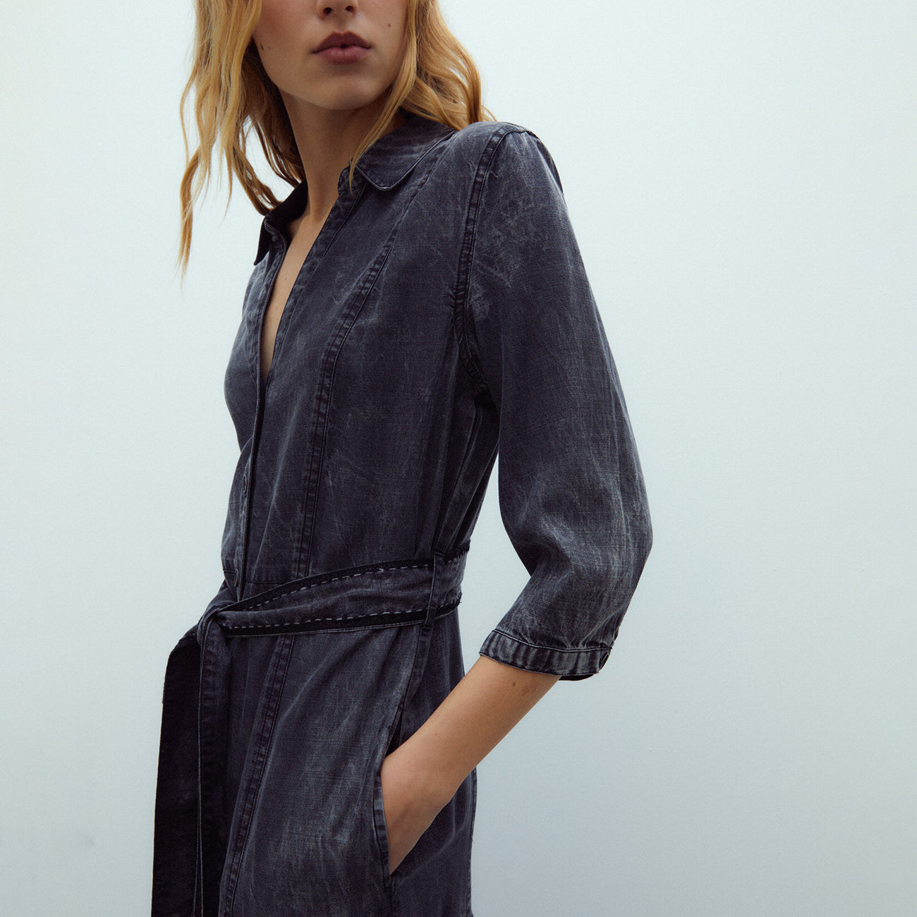 Tencel Midi Shirt Dress