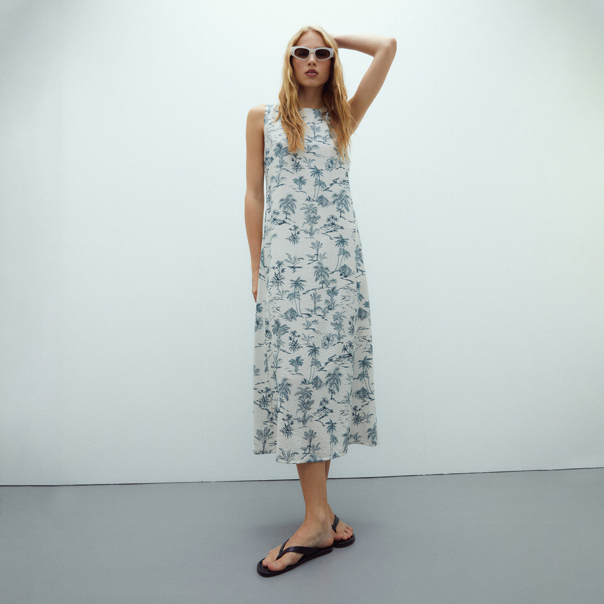 Sleeveless Printed Midi Dress