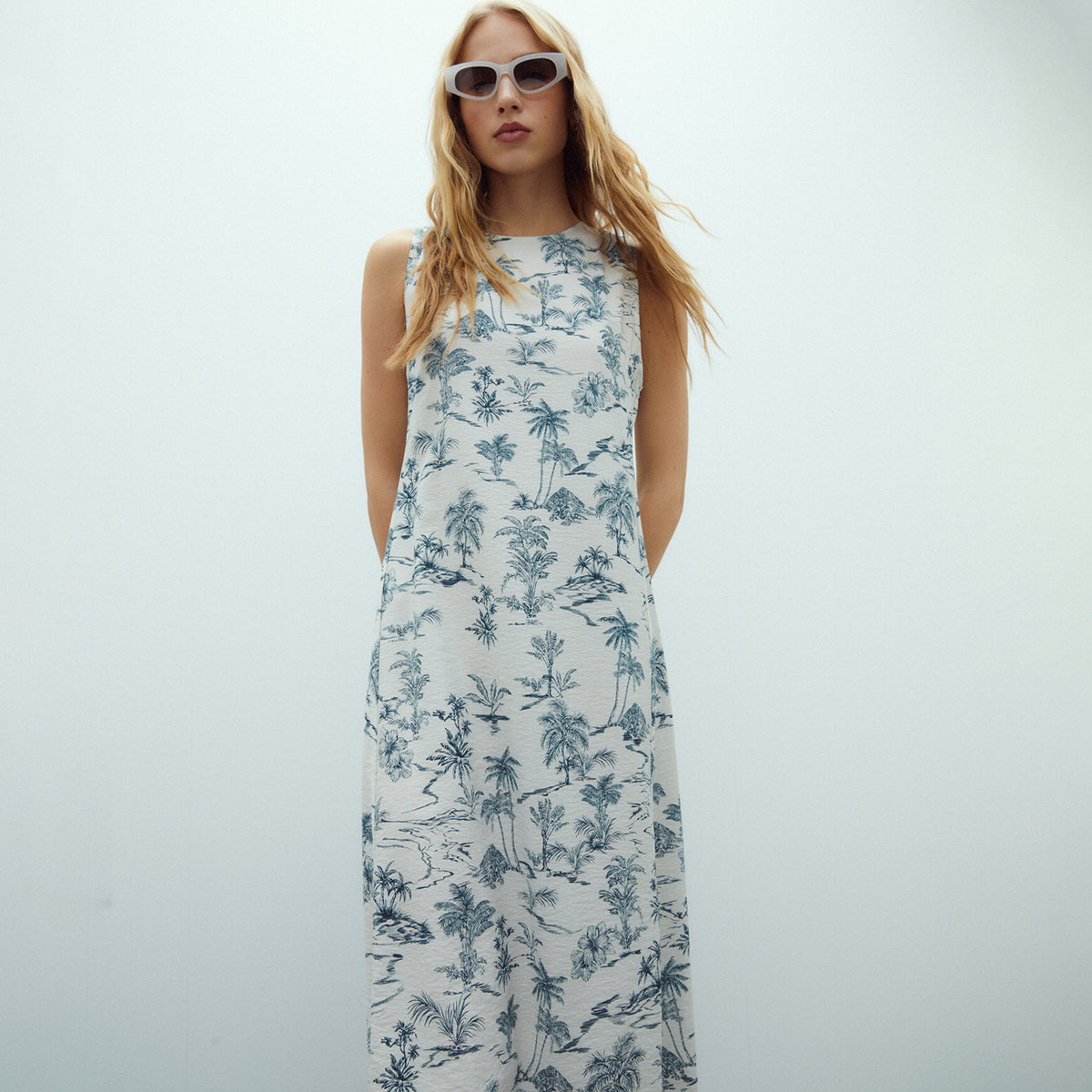 Sleeveless Printed Midi Dress
