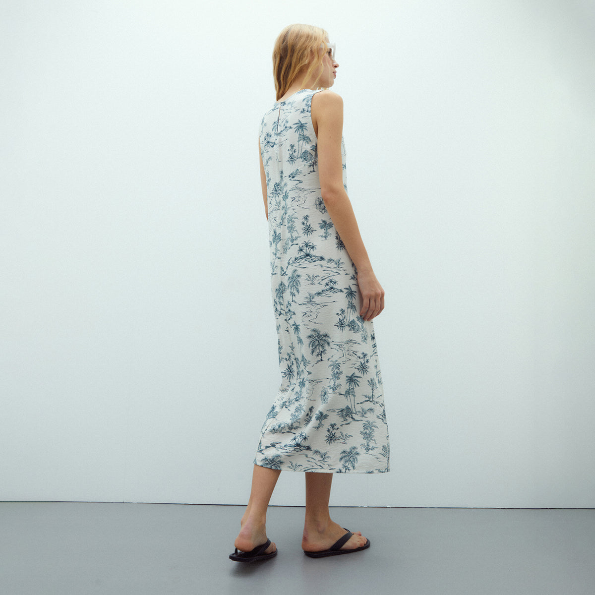 Sleeveless Printed Midi Dress