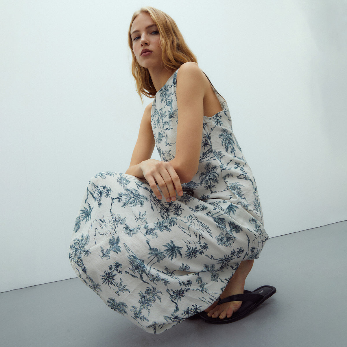 Sleeveless Printed Midi Dress