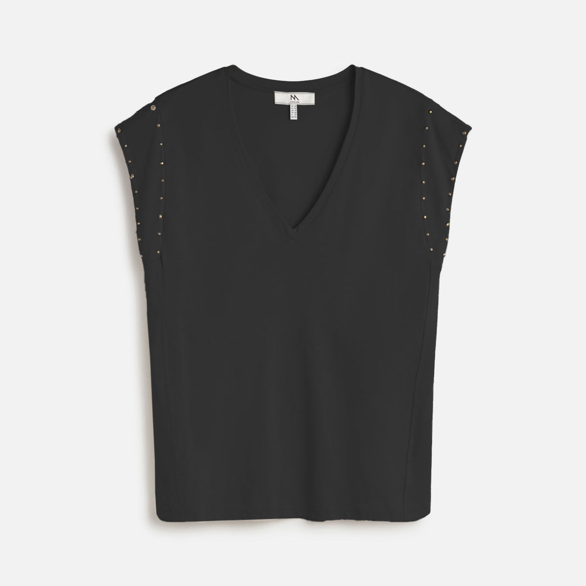 Studded Sleeveless V-neck T-shirt