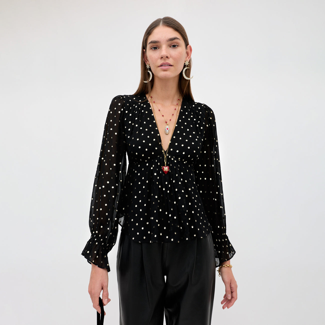 Ethel Top Gold Spot Black