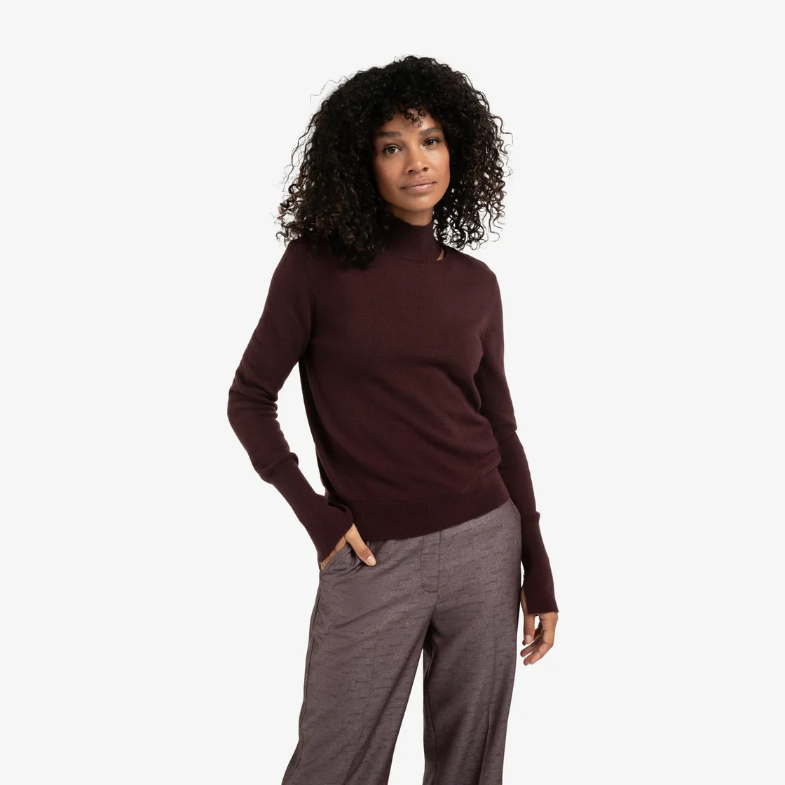Fine Knit sweater with Cut-Out Neckline