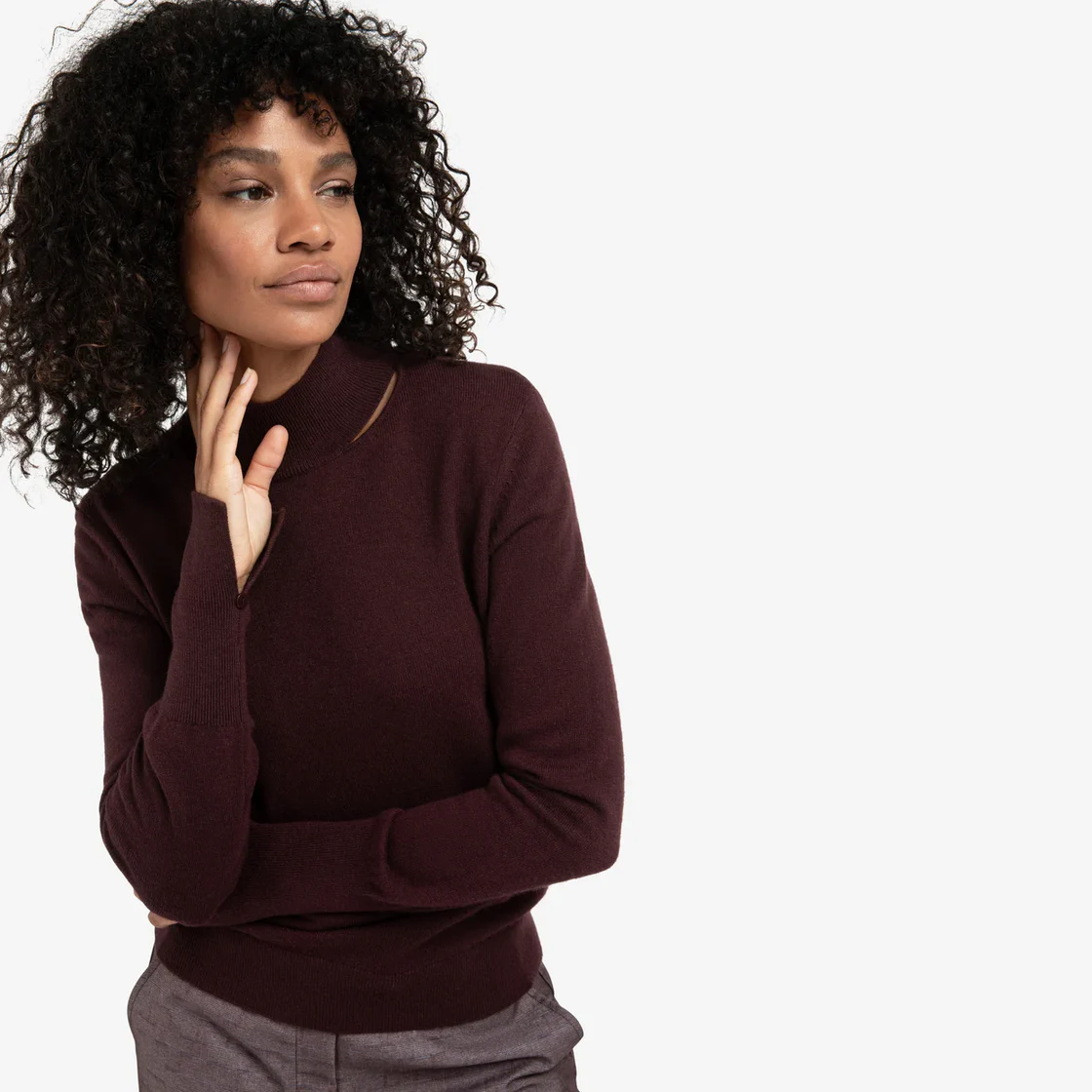 Fine Knit sweater with Cut-Out Neckline