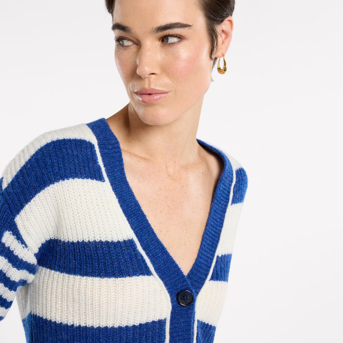 Spliced Stripe Cardi - Blue