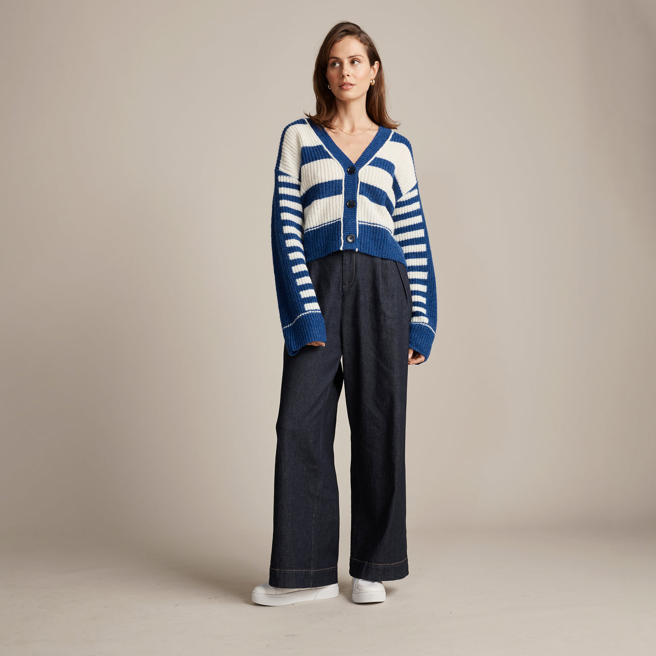 Spliced Stripe Cardi - Blue