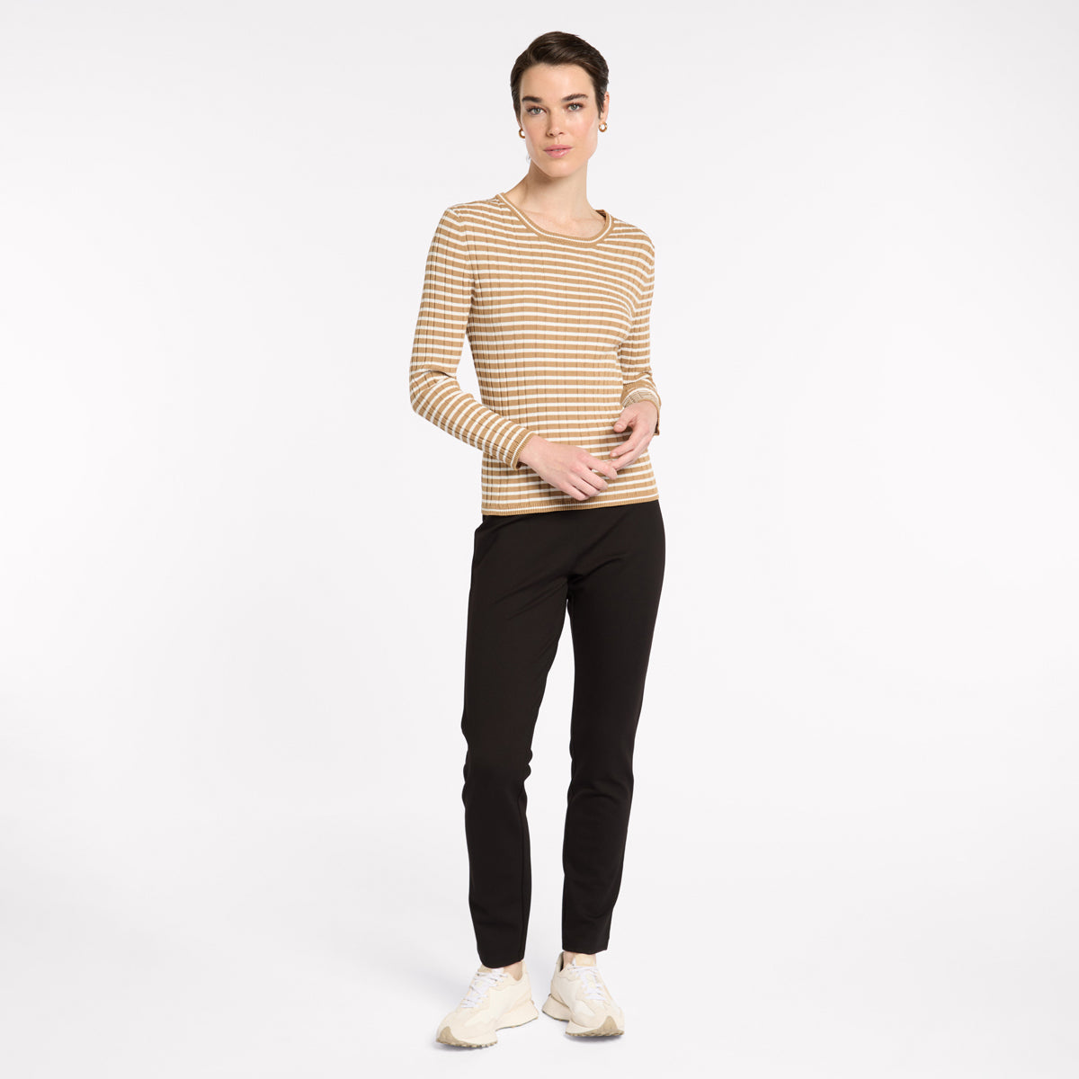 Fine Stripe Rib Knit - Tan