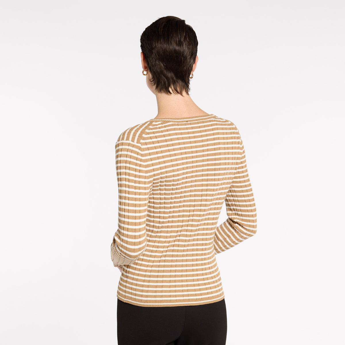 Fine Stripe Rib Knit - Tan