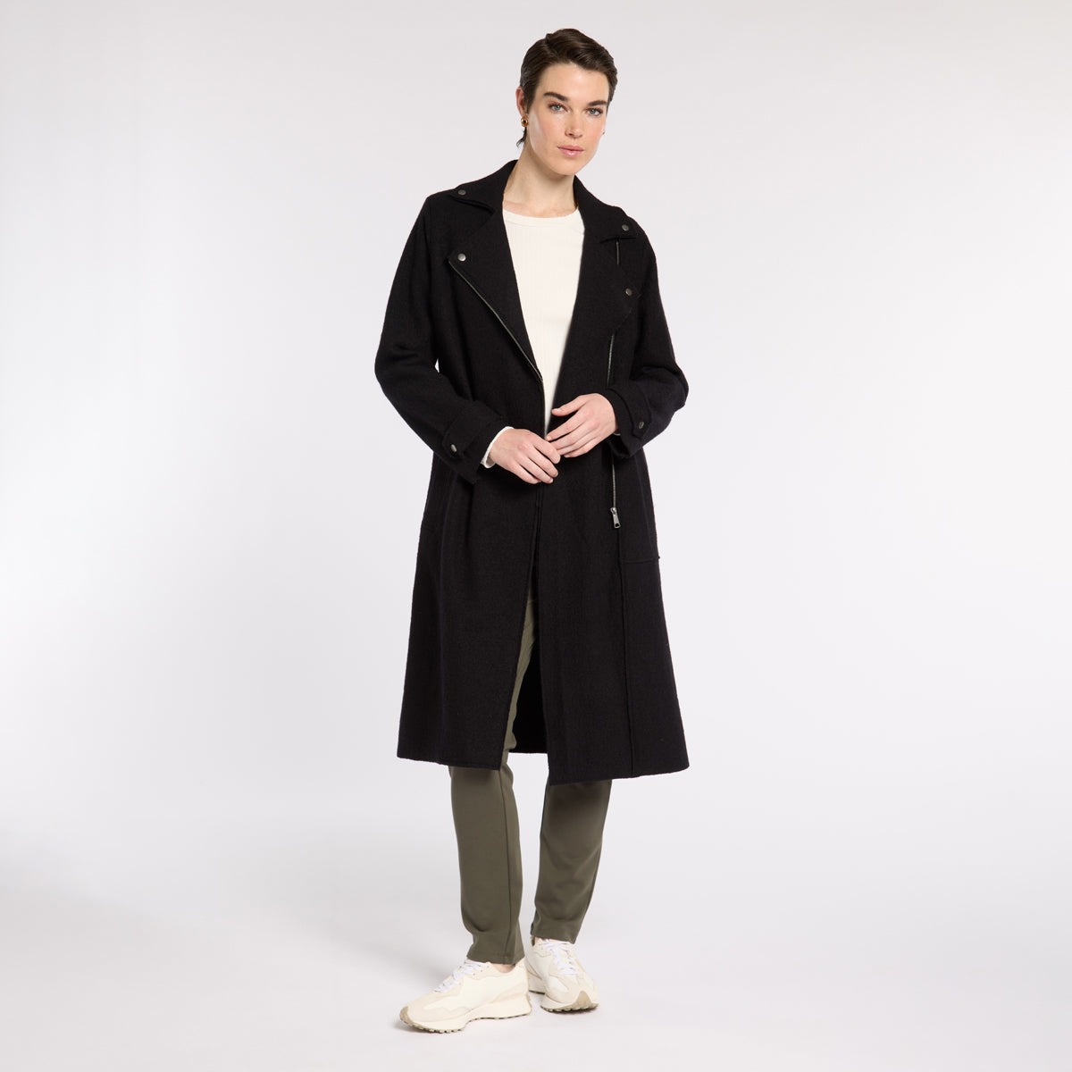 Boiled Wool Moto Coat - Black