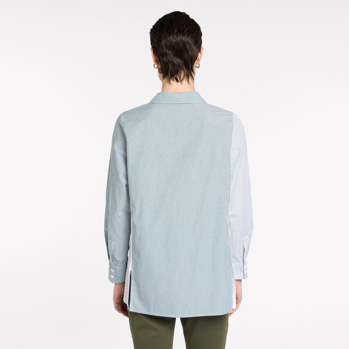 Spliced Stripe Shirt - Khaki