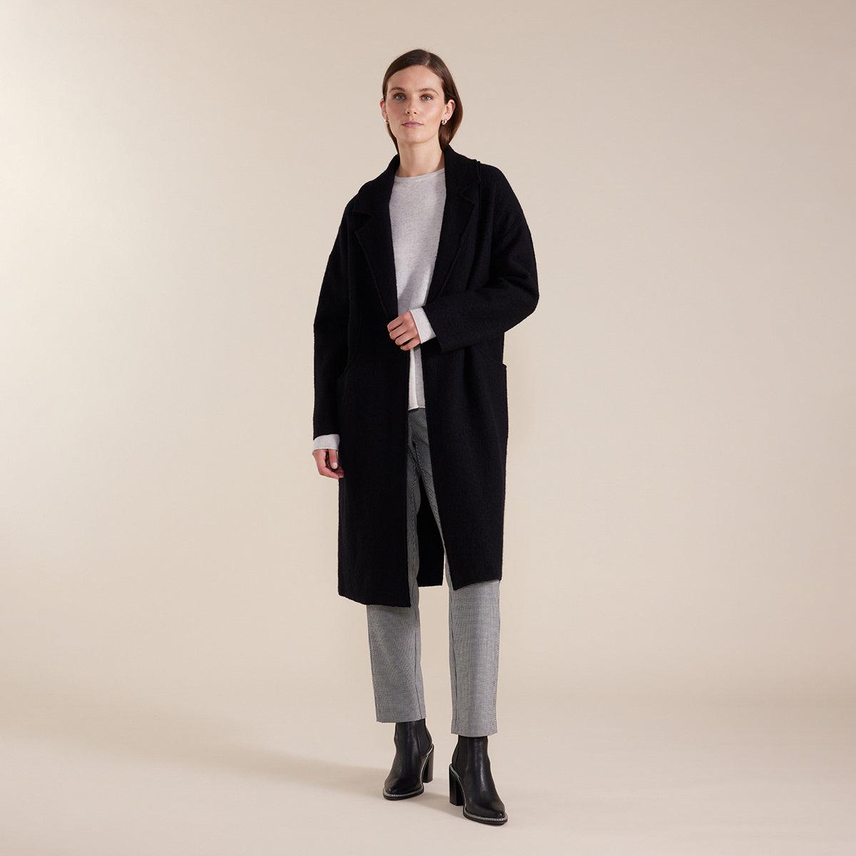Boiled Wool Coat - Black – Madison Boutique