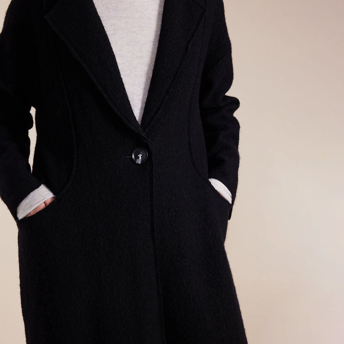 Boiled Wool Coat - Black – Madison Boutique