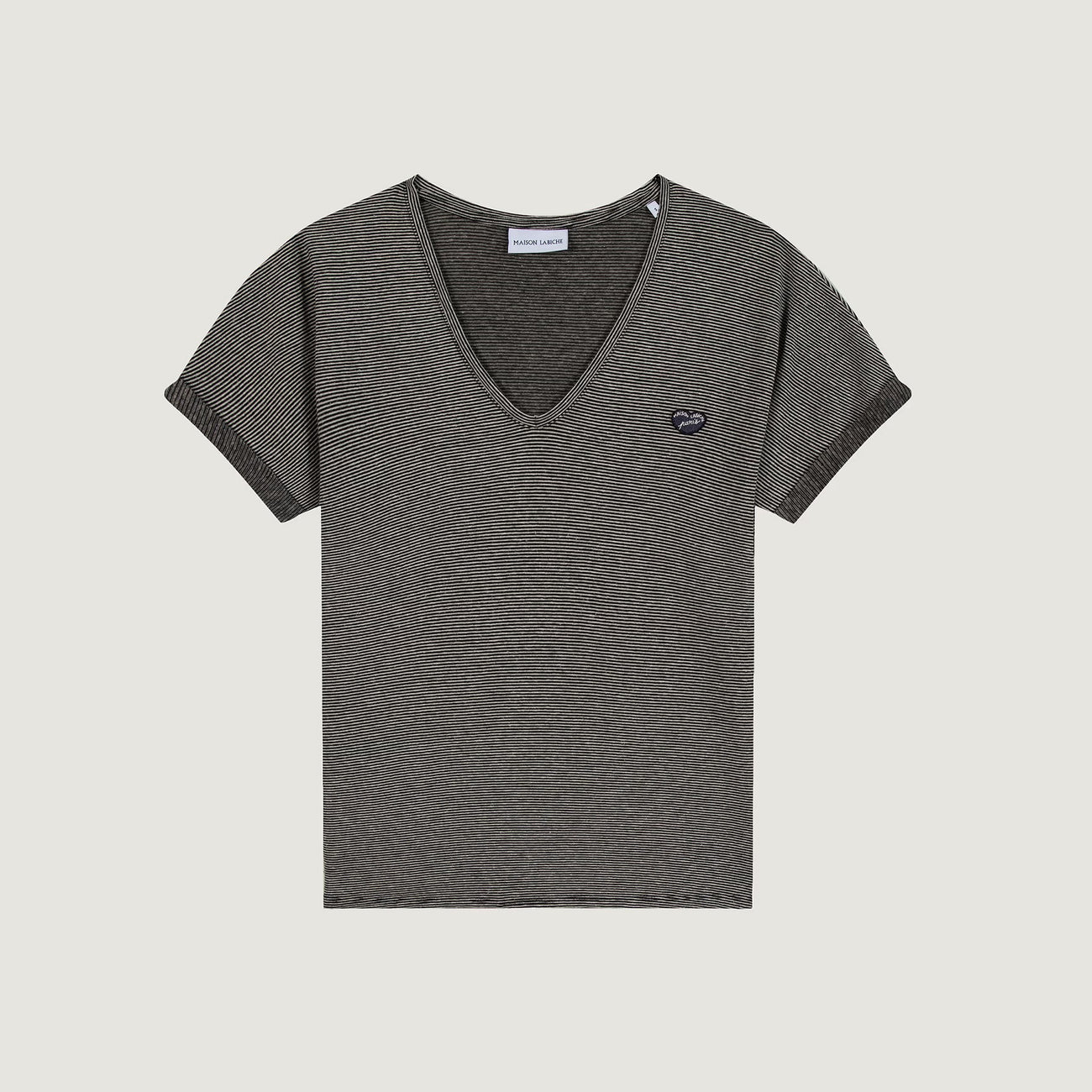 Chateau Cotton Linen Mini Patch Coeur - Off White Charcoal