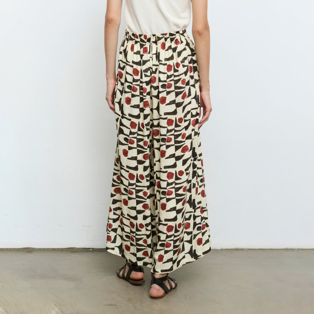 Wide Geometric Print Trousers