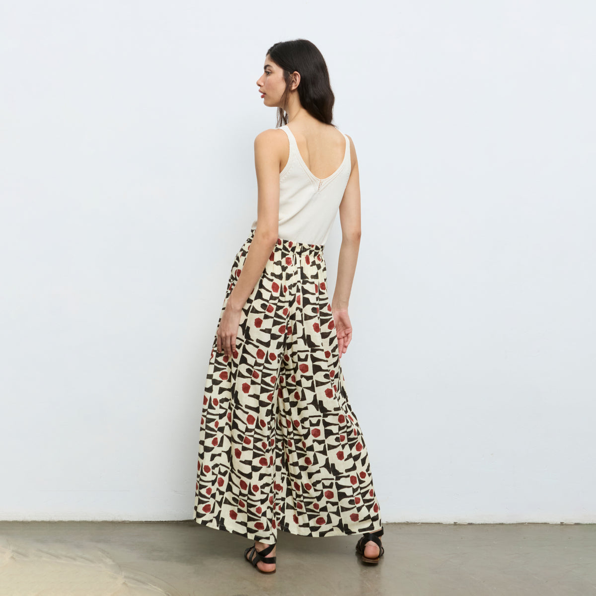 Wide Geometric Print Trousers