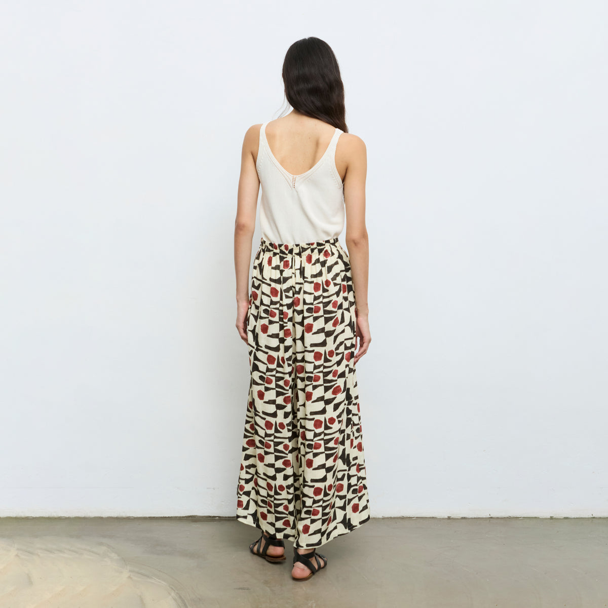 Wide Geometric Print Trousers