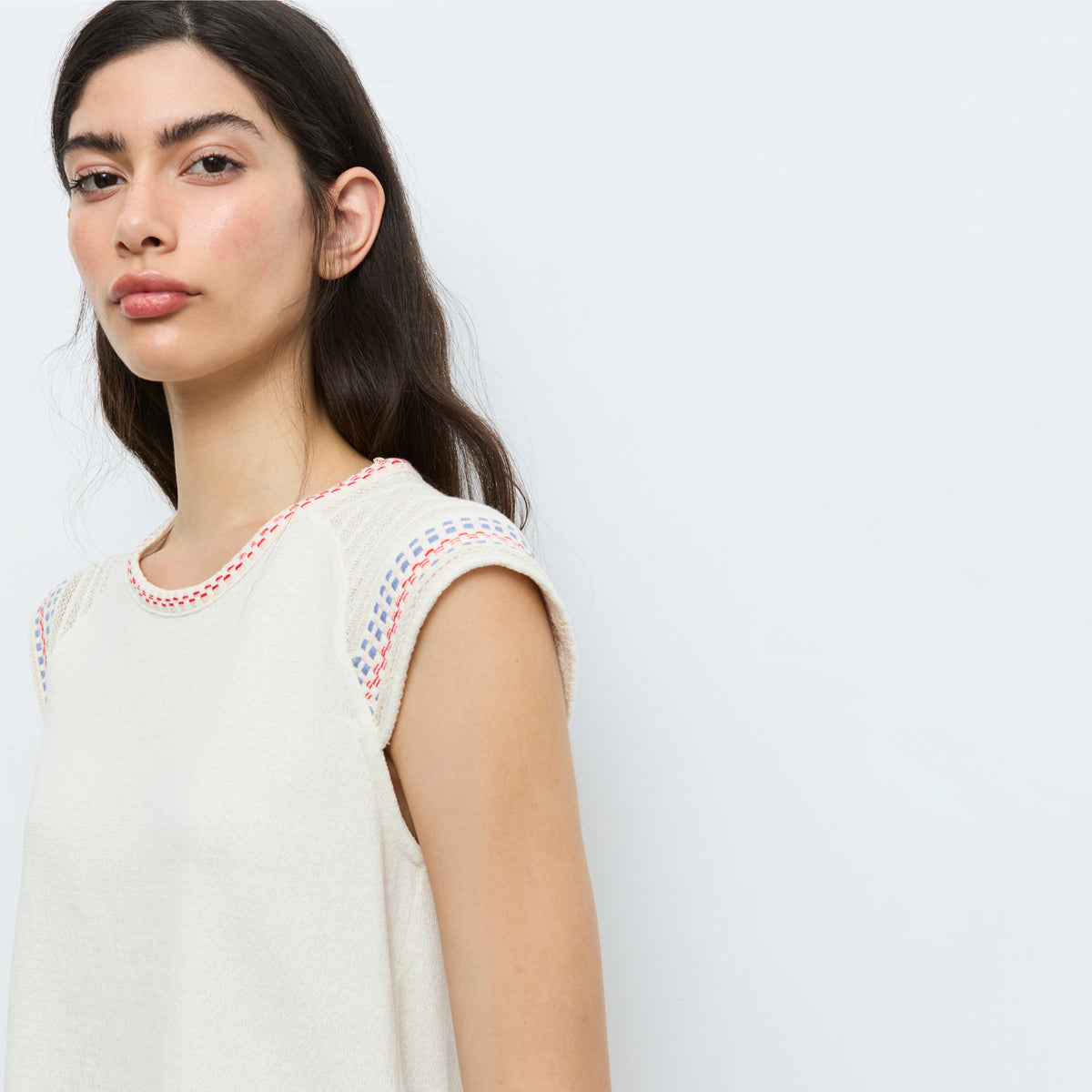 Short Sleeve Knit Sweater with Openwork Details