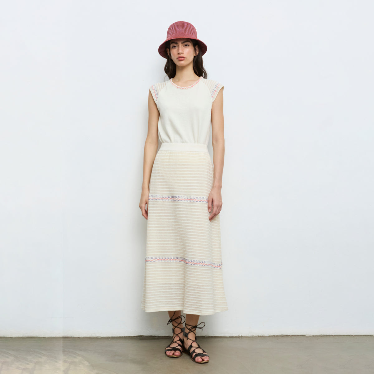 Short Sleeve Knit Sweater with Openwork Details
