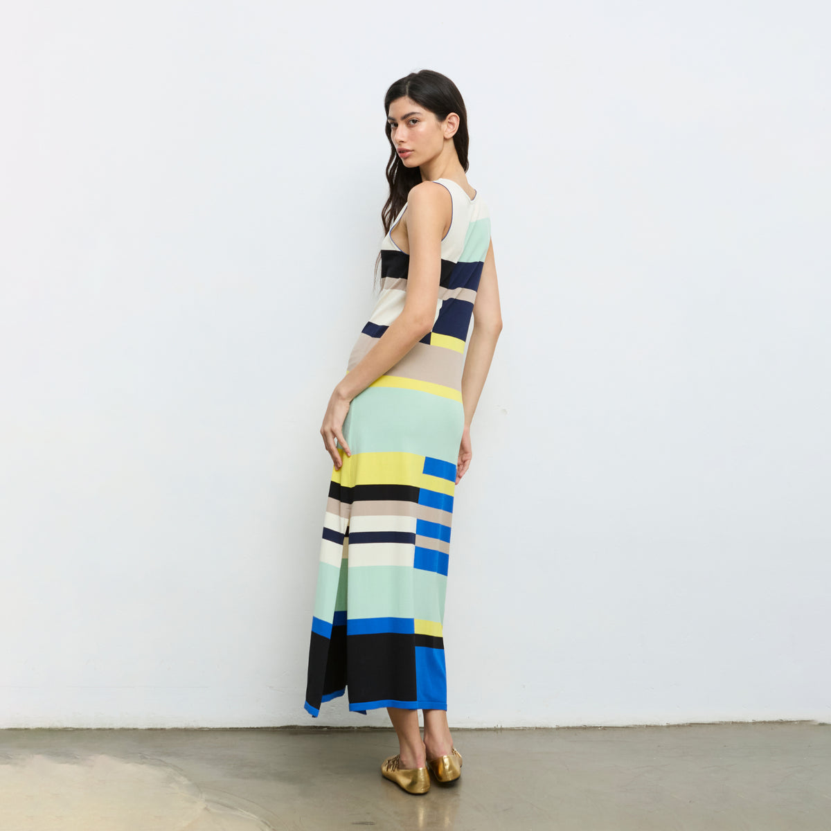 Geometric Intarsia Knit Dress