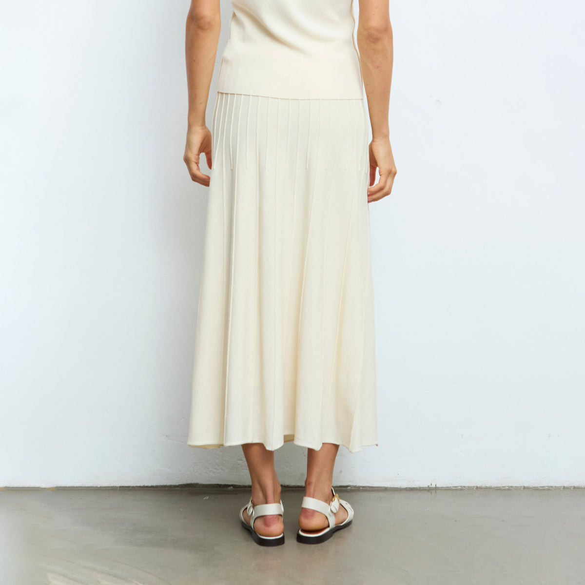 Pleated Knite Max Skirt - Natural White