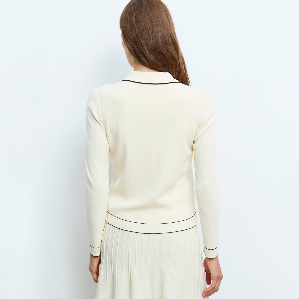 Knit Cardigan with Contrast Trim