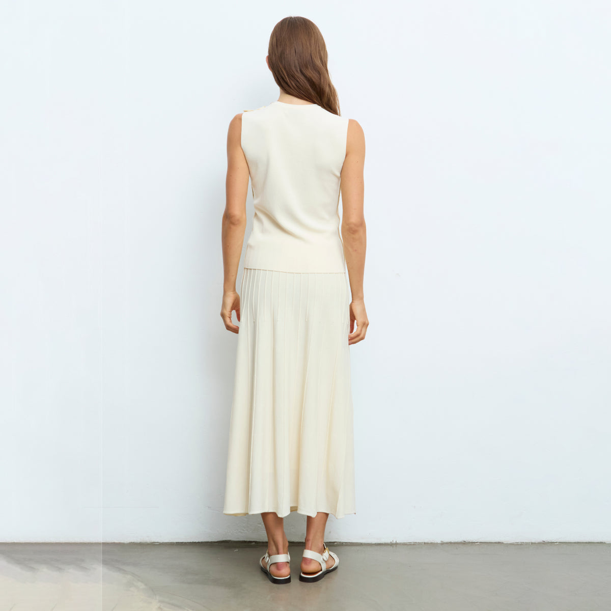 Pleated Knite Max Skirt - Natural White