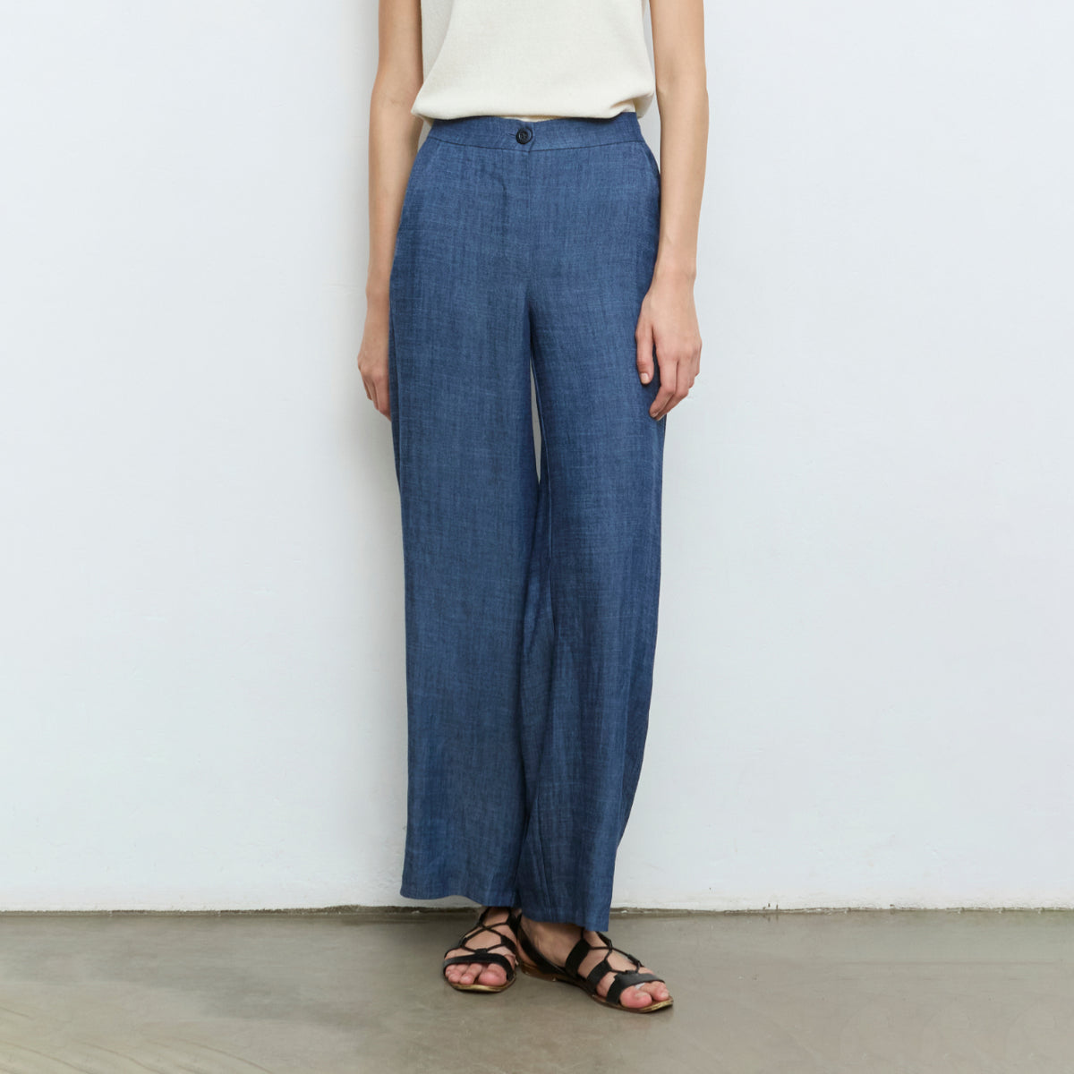 Fluid Denim-Effect Trousers
