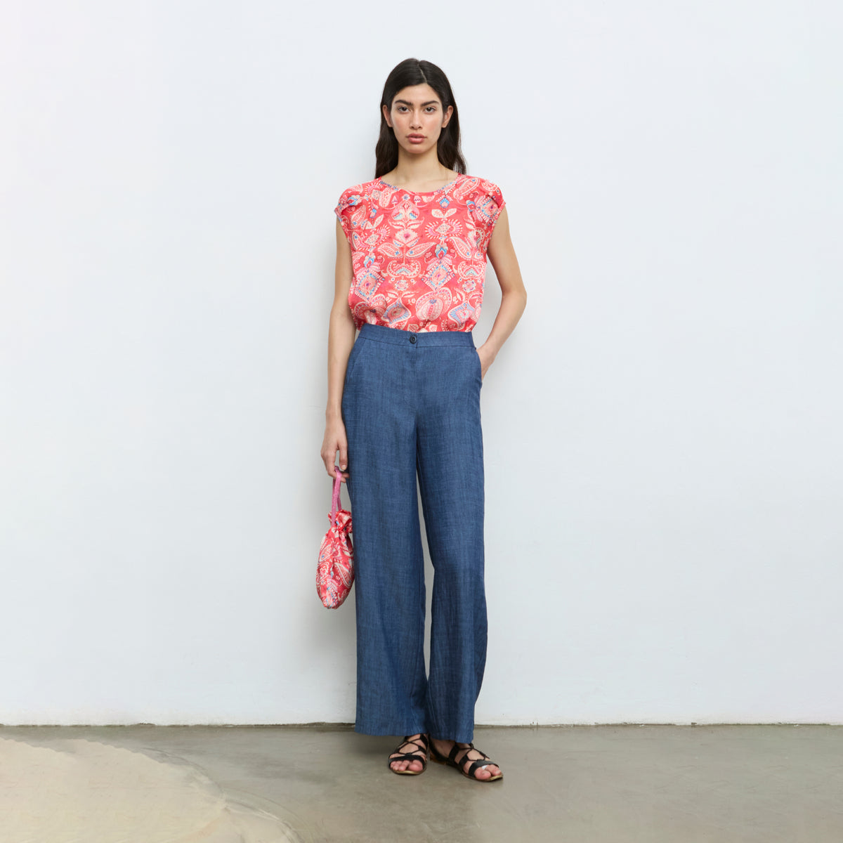 Fluid Denim-Effect Trousers