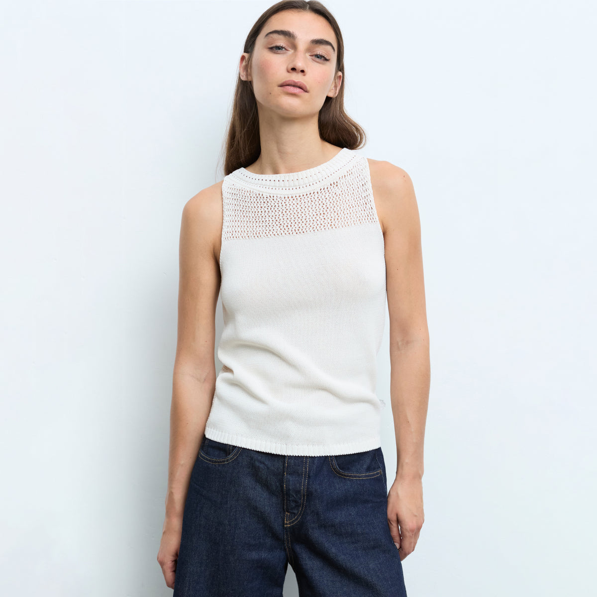 Mesh Cotton Tank - Natural