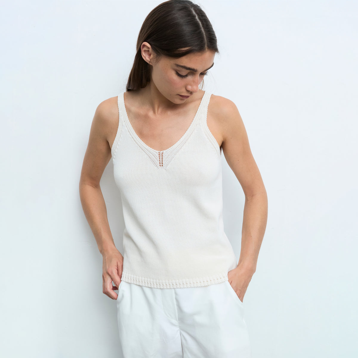 Knitted Tank Top - Natural White