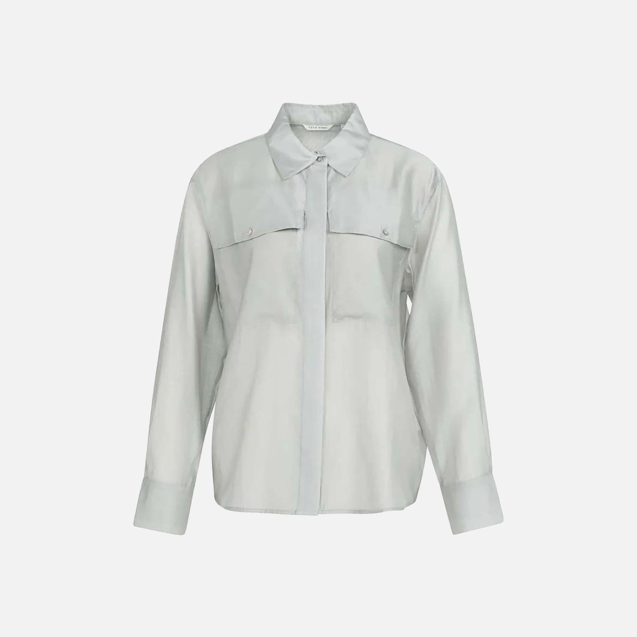 Sheer Blouse with Chest Pockets