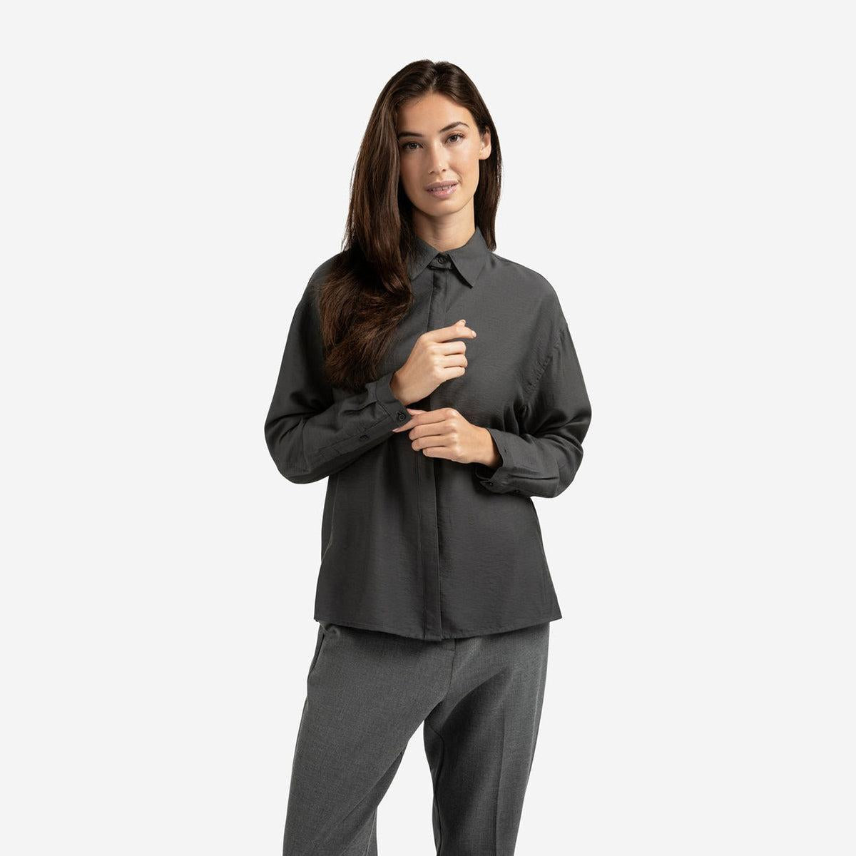 Shirt With Removable Collar - Oyster Black