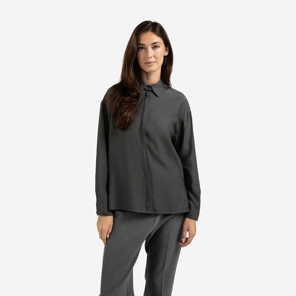 Shirt With Removable Collar - Oyster Black